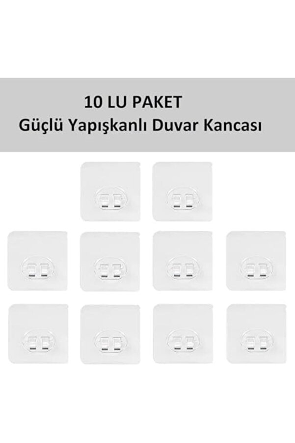 Home 10’Lu Güçlü Kendi̇nden Yapışkanlı Kancalar – Su Geçi̇rmez Şeffaf Askı, Duş Ve Köşe Rafı Tutucu Ya