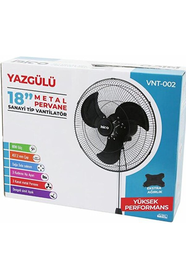 Pltnstoreshop Ti̇pi̇ Ayaklı Vanti̇latör 140Cm – 3 Kademeli̇ 3 Metal Kanatlı 80W Güçlü Fan 18 İnç Pltnsto