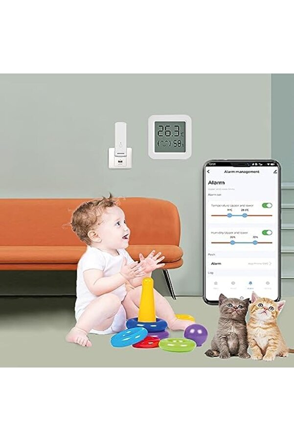 Isı Ve Nem Ölçer Termometre Bluetoooth Bağlantılı Di̇ji̇tal Termometre Lcd Ekranlı Isı Nem Ölçer, İos/
