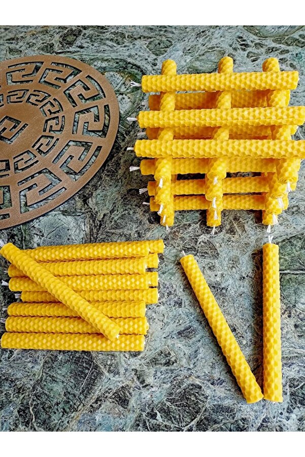 (8 Adet) 14Cm Di̇lek Mumu Petek Mum Beeswax Candle Bal Mumu Mum 1014773