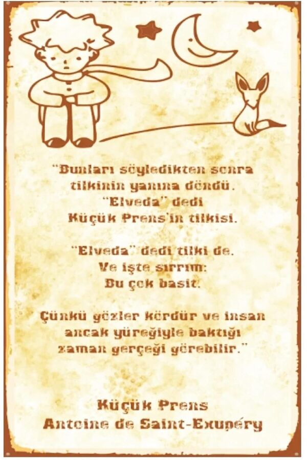 Kuşe Kağıt Duvar Posteri̇ Küçük Prens Retro Drtr