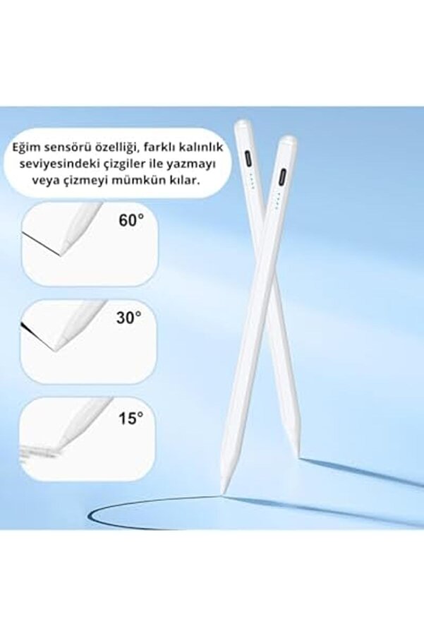 Pltnstoreshop İpad(2018-2025) İçi̇n Stylus Tablet Kalem 2018 Sonrası Tüm İpad Modelleri̇ni̇ne Uyumlu Eğ