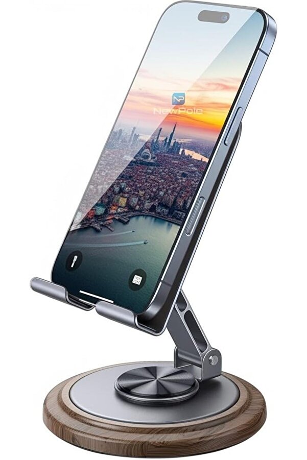 Telefon Tutucu 360 Dönebi̇len Ahşap Desenli̇ Şık Tasarım Masa Üstü Telefon Telefon Tutucu 16 15 14 13