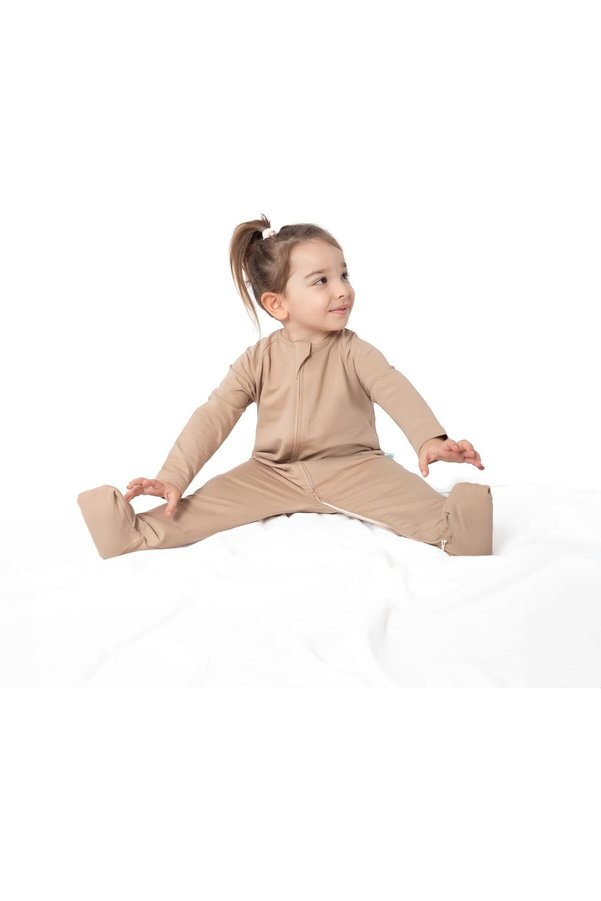 STOREMAX Organik Pamuk Çocuk Ayaklı Uyku Tulumu - 1 TOG - (12-18 Ay) - Kum Beji 1014773