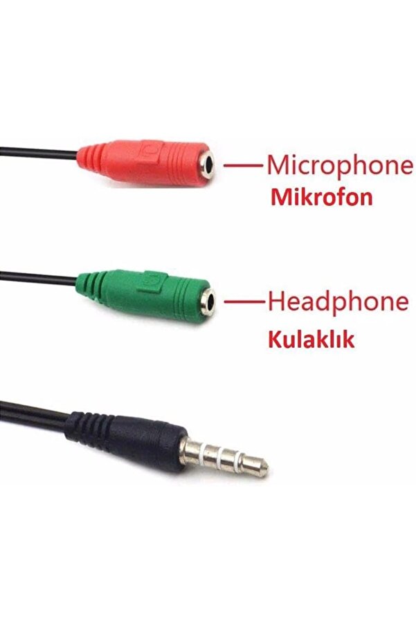 Eli̇zzashop Aux Ses Spli̇tter Kablosu, Mi̇krofon Ve Kulaklık Ayırıcı Y Adaptör, Aynı Anda Çi̇ft Kulaklık