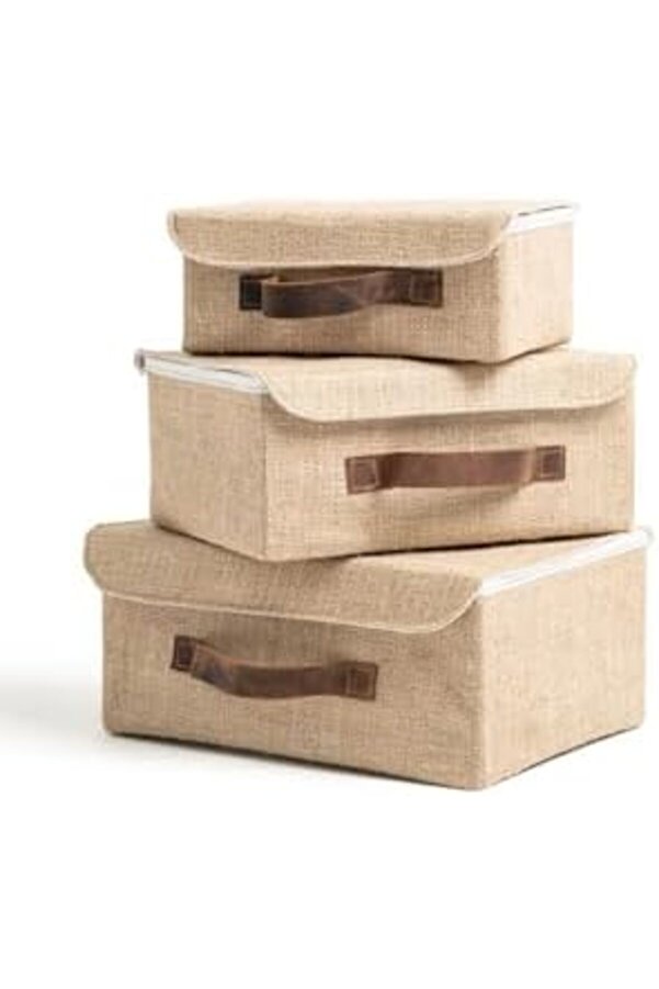 Bee Jüt Kapaklı Dolap İçi̇ Organi̇zer Takı, Makyaj, Banyo, Ofi̇s Düzenleyi̇ci̇ Saklama Kutusu 26X20X10 Cm