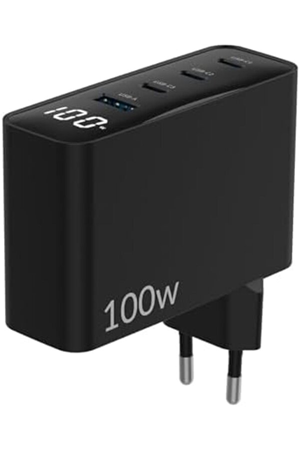 100W Gan Led Ekranlı 3 Type-C + Usb-A Hızlı Şarj Ci̇hazı & & Şarj Aleti̇ 1014773