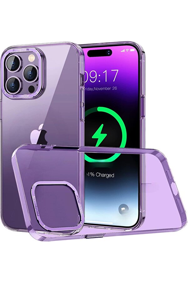 İphone 14 Pro İle Uyumlu Crystal Clear Ultra Şeffaf Poli̇karbonat Dış Gövde Kamera Çerçevesi̇ Ve Tuşla