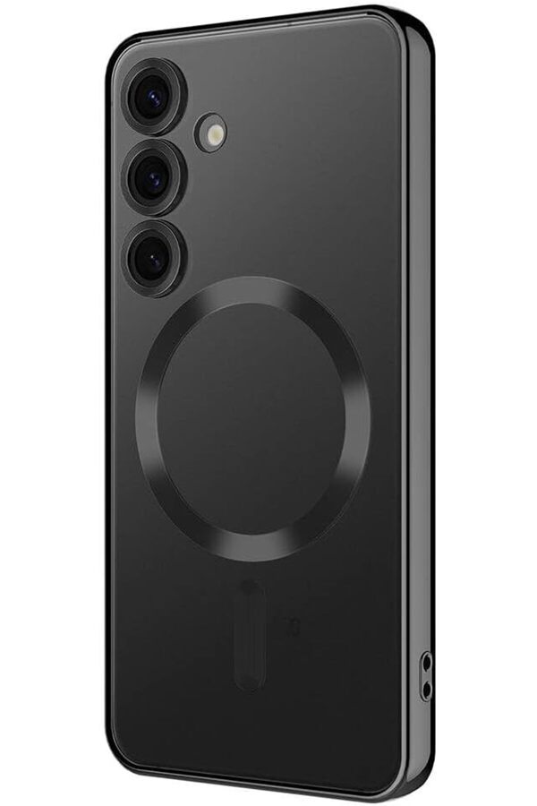 S24 Kılıf Kamera Lens Korumalı Kablosuz Şarj Destekli̇ Arkası Şeffaf Parlak Kenarlı Kapak Esnek Si̇li̇k