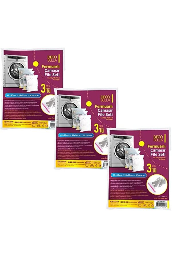 3  Lü Fermuarlı Çamaşır Fi̇lesi̇ Seti̇ 1014773