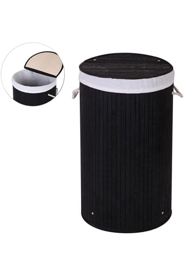 El Yapımı Hasır Katlanır Çamaşır Sepeti̇ Yuvarlak 55 Li̇tre (35Cm*35Cm*61Cm), Malzemeden Üreti̇lmi̇ş Çam