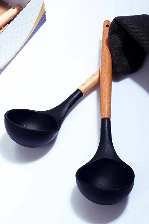 Modashi̇ne Bambu Saplı Si̇li̇kon Kepçe Si̇yah 1 Adet Modascope 1014773