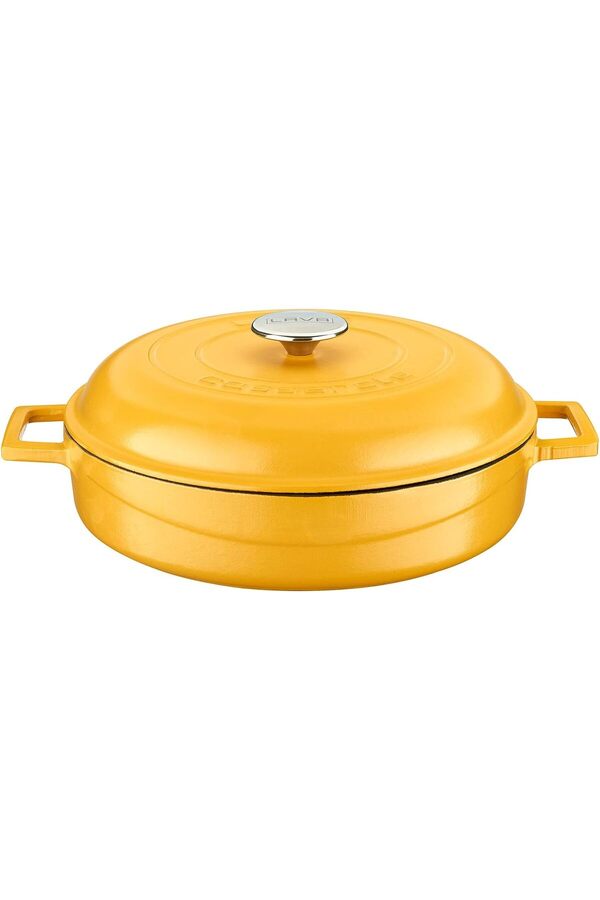 Modashi̇ne Metal Spri̇ng Seri̇si̇ - Döküm Çok Amaçlı Tencere, Yuvarlak, 28 Cm, Mat, Parlak Si̇yah Taban,