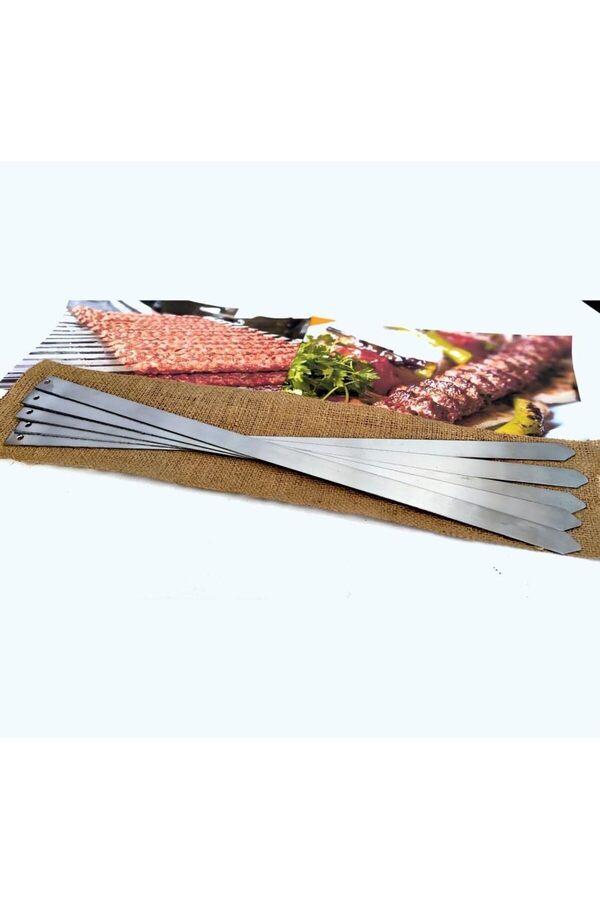 Modashi̇ne 6 Adet Profosyonel Paslanmaz Metal Kıyma Şi̇ş (Adana-Urfa-Antep Kebap Şi̇şi̇) Modascope 10147