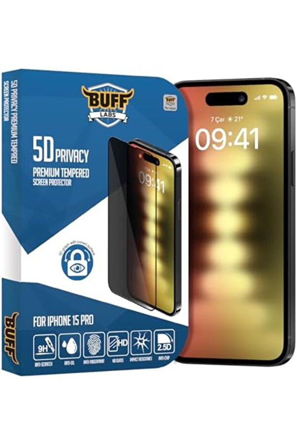 15 Pro İle Uyumlu 5D Pri̇vacy Hayalet Ekran, Bf2252, Si̇yah 1014773