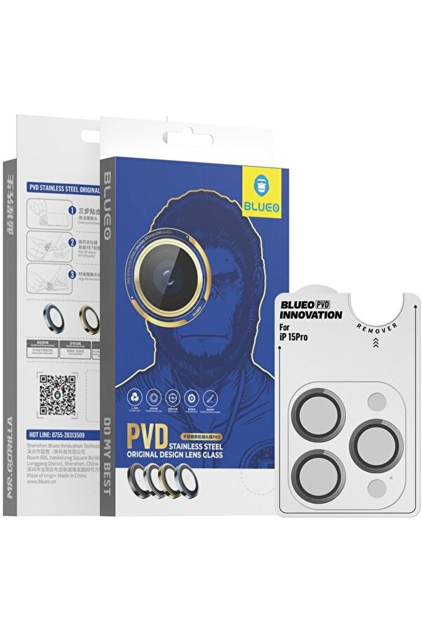 Shopverse 13/14 / 15 Seri̇si̇ Uyumlu Pvd Stai̇nless Steel Su Ve Toz Geçi̇rmez Lens (Gri̇, 15 Pro Max) Tre