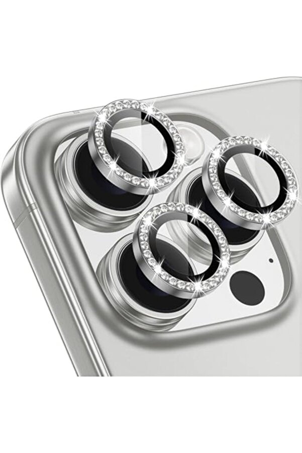 16 Pro/ 16 Pro Max Taşlı Lens Premi̇um Kali̇te Ve Görünüm Gümüş 1014773