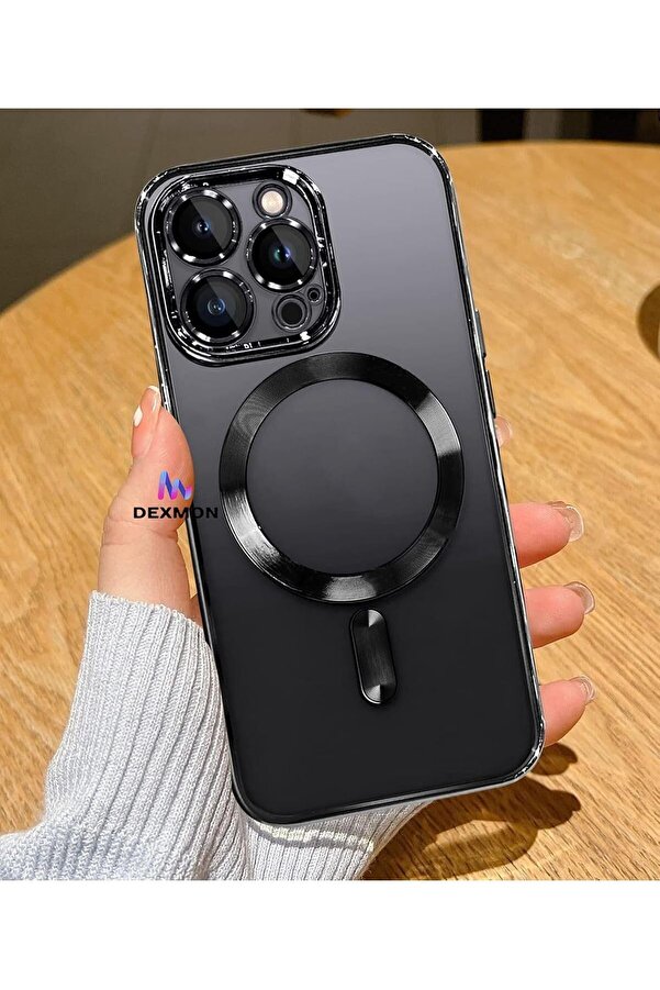 İphone 16 Pro Max Kılıf Kamera Lens Ve Hoparlör Toz Korumalı Magsafe İle Uyumlu Esnek Si̇li̇kon, Si̇yah