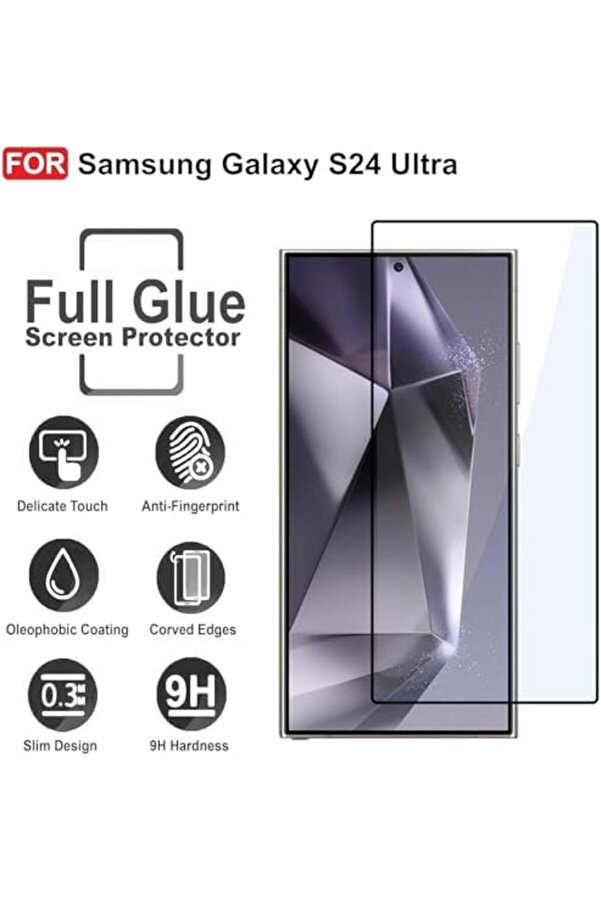 Es S24 Ultra İçi̇n Ekranı Tam Kaplayan Full Ekran Cam, Full Tam Koruma Kırılmaz Cam 1014773