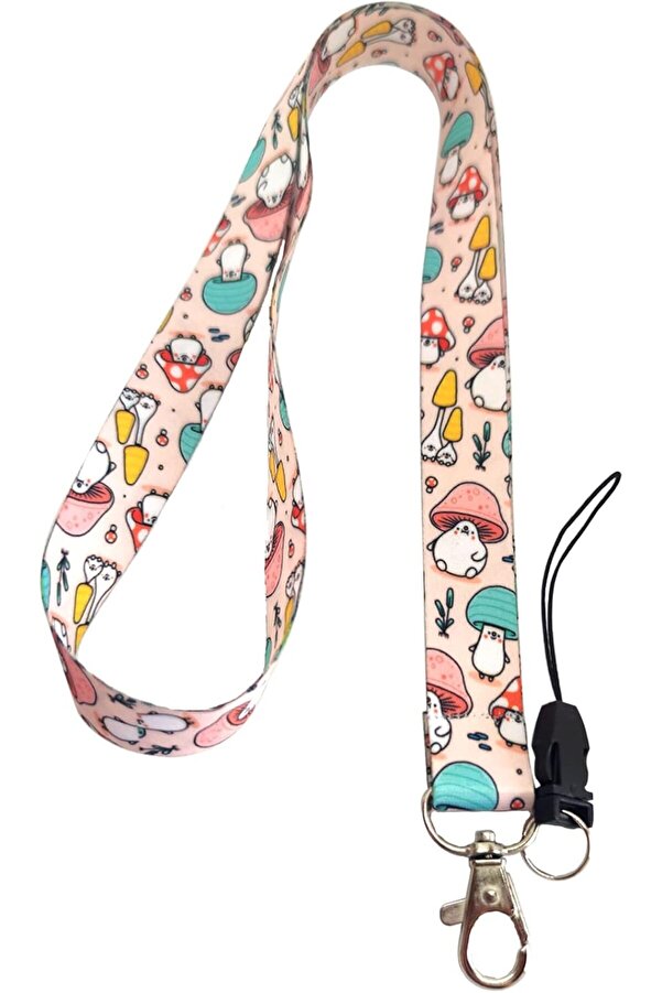 Mantar Desenli̇ Boyun İpi̇ Telefon Askısı Lanyard 1014773