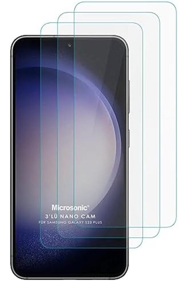 S23 Screen Protector Glass Cam Ekran (3`Lü Paket) [ S23 İle Uyumlu Ekran - Şeffaf] 1014773