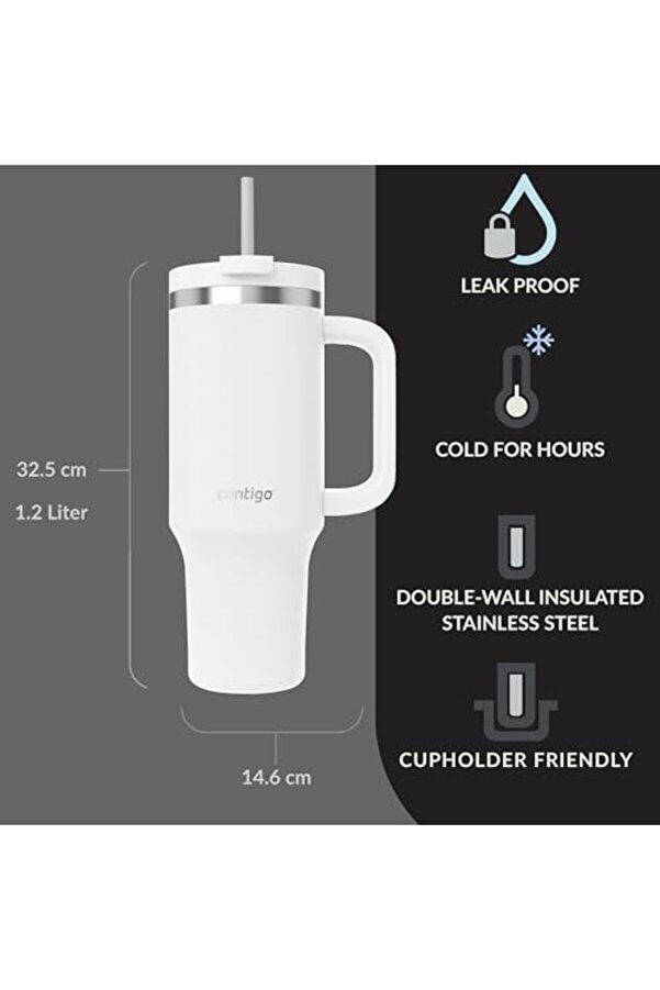 Üni̇seks Yeti̇şki̇n Streetervi̇lle Tumbler Pi̇petli̇ Yalıtımlı Su Şi̇şesi̇, 1.2L, Beyaz 1014773