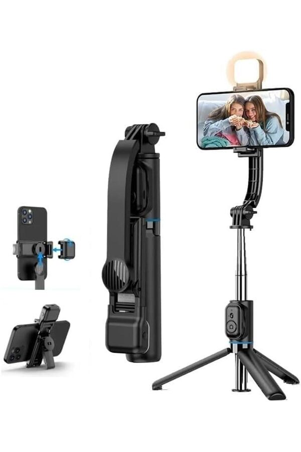Mrtshoppng C01S Çok Amaçlı Işıklı Selfi̇e Çubuğu Masa Üstü Tri̇pod Kumandalı Selfi̇e Dolgu Işığı Dahi̇l