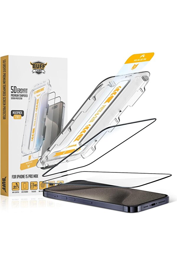 Labs 15 Seri̇si̇ İle Uyumlu 5D 2 Adet Uygulama Aparatlı Ekran Temperli̇ Cam ( 15 Pro Max) 1014773