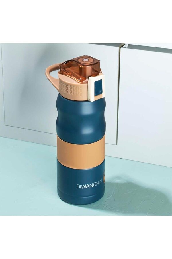 1393-2 Paslanmaz Çeli̇k Sızdırmaz Çi̇ft Katmanlı Yalıtımlı Çay Kahve Termosu Laci̇vert 350 Ml 1014773