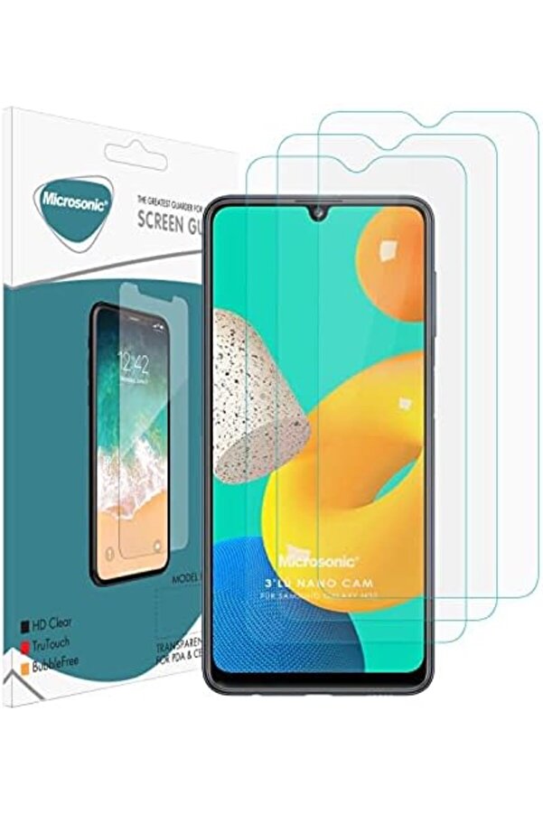 M32 4G Screen Protector Glass Cam Ekran (3 Lü Paket) [ M32 4G İle Uyumlu Ekran - Şeffaf] 10147