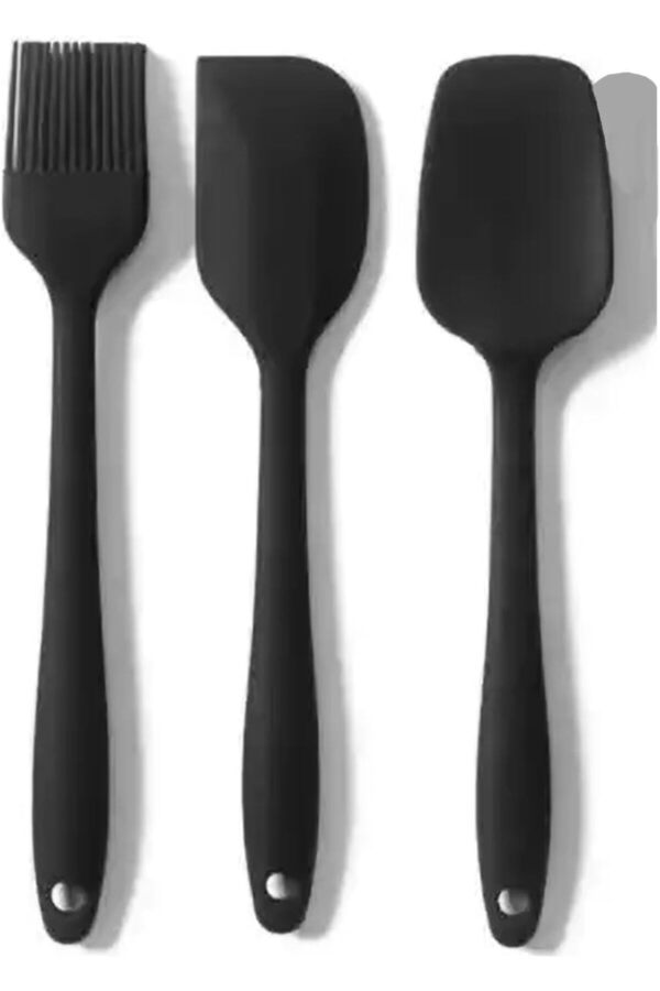 Modashi̇ne Si̇yah Si̇li̇kon Mutfak Aletleri̇ Seti̇, 2 Spatula Ve 1 Fırça, 3 Parça Modascope 1014773