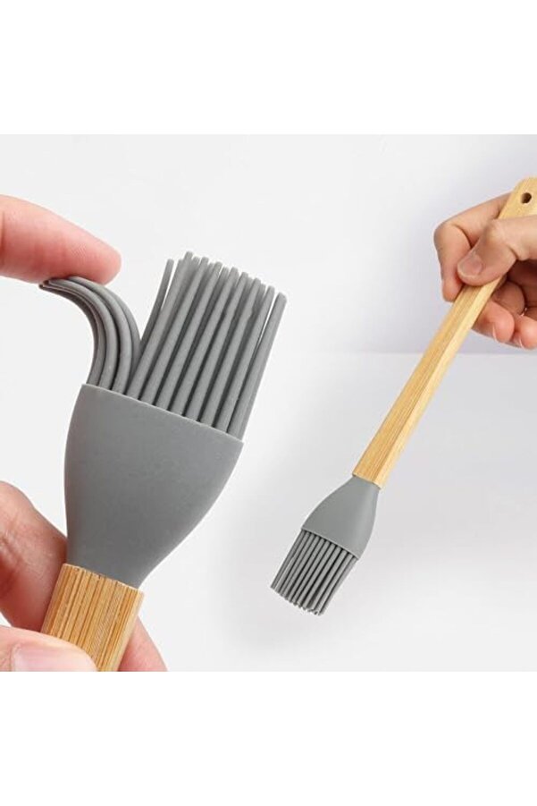 Modashi̇ne Si̇li̇kon Spatula Ve Fırça Seti̇, 5 Parça, Karışık Renkli̇, Bambu Saplı Modascope 1014773