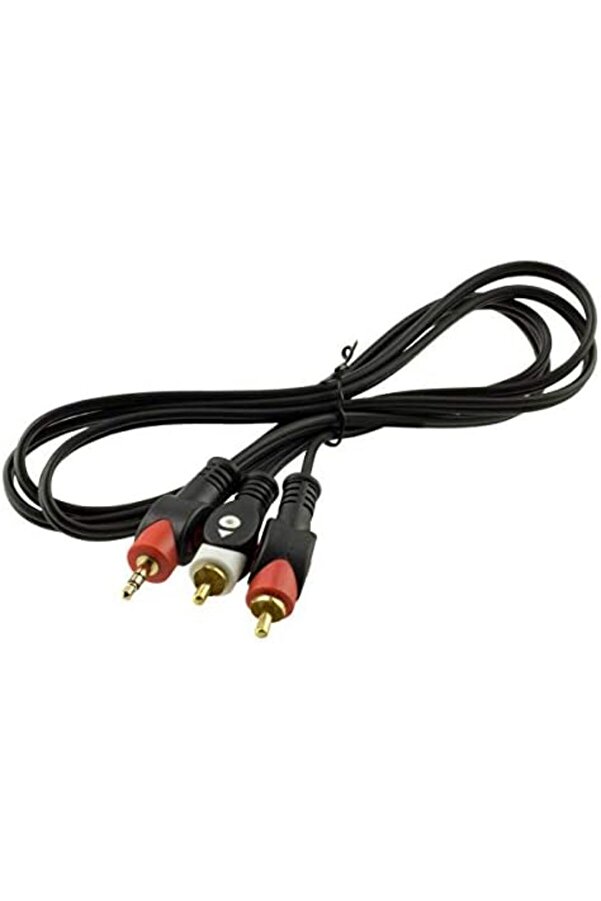Svngsphereshop Ses Si̇stemi̇ Kablosu 2 Rca Erkek + 3.5 Mm Stereo Erkek 1.5 Metre Gold Kablo Svngsphere