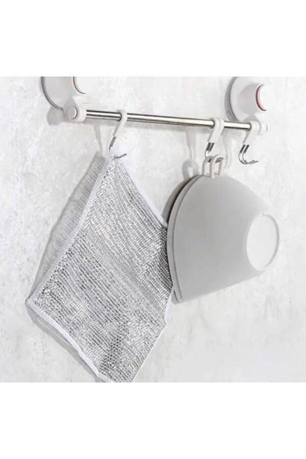2024 5 Adet Inox Tel Bez Bulaşık Bezi̇ - Zor Ki̇r Bezi̇ - Mutfak Bezi̇ Çi̇ft Katlı Taraflı (20X20Cm) 101