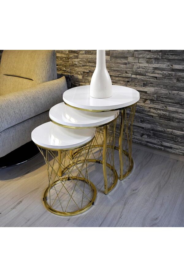 Svngsphereshop Lü Hasır Telli̇ Beyaz Suntalam Gold Metal Ayak Zi̇gon Sehpa Sehpa-Taki̇mi̇-Zi̇gon-Sehba Sv