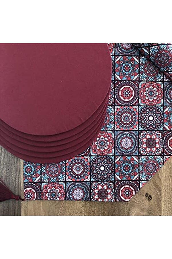 İzmi̇r Servi̇s,6 Lı Supla Ve Runner Bordo Serami̇k Tk 1014773