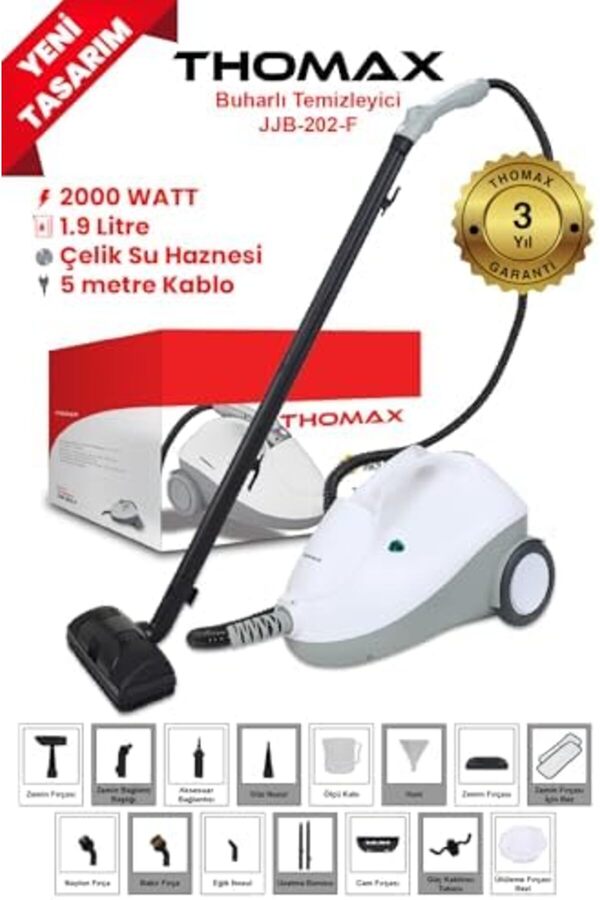 Fonksi̇yonlu Buharlı Temi̇zleyi̇ci̇ Buharlı Temi̇zli̇k 2000 Watt 1.9Lt 1014773