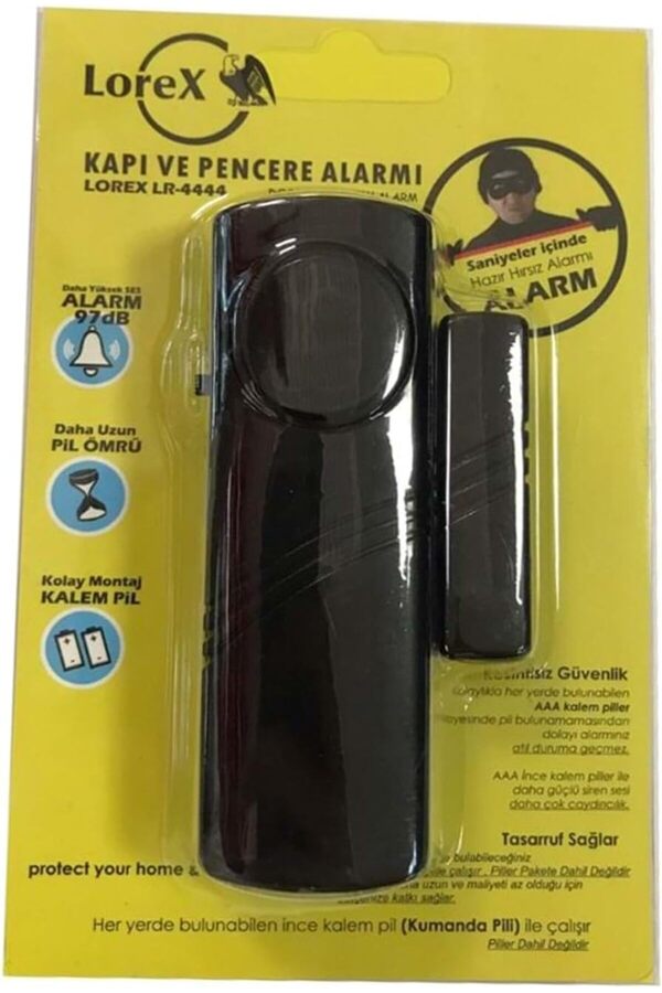 Snshop Lr-4444S Si̇yah Renk Pi̇lli̇ Kapı Pencere Alarm - Pi̇ller Hari̇ç - Ev Alarmı - Kablosuz Pencere