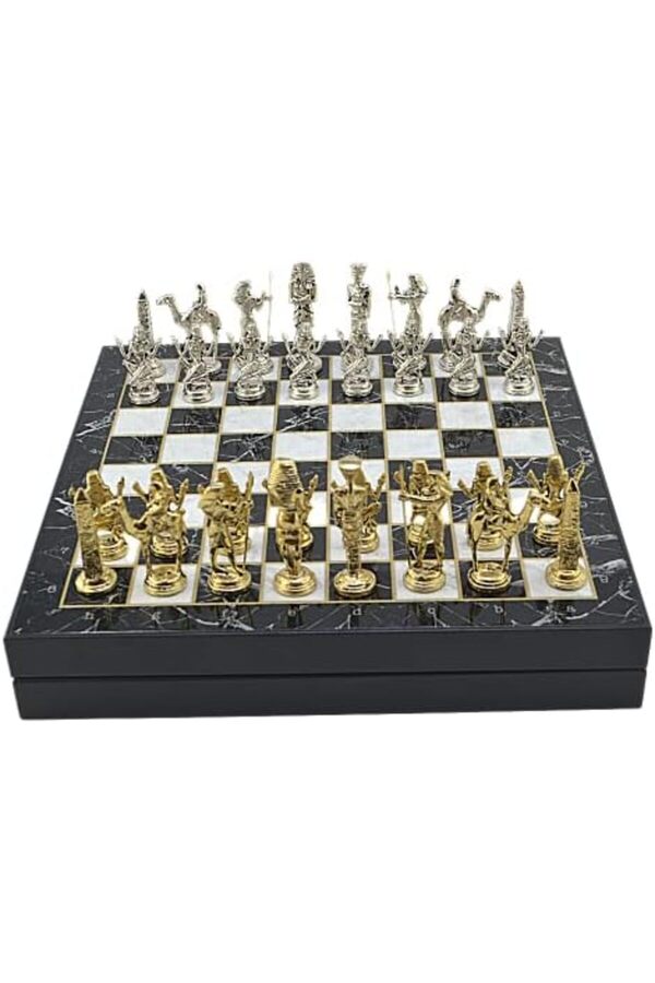 Büyük Boy Metal Mısır Satranç Tk. Parlak Ve Mermer Desenli̇ Sandıklı Mdf Tahtası(36X36X6 Cm.) 117571