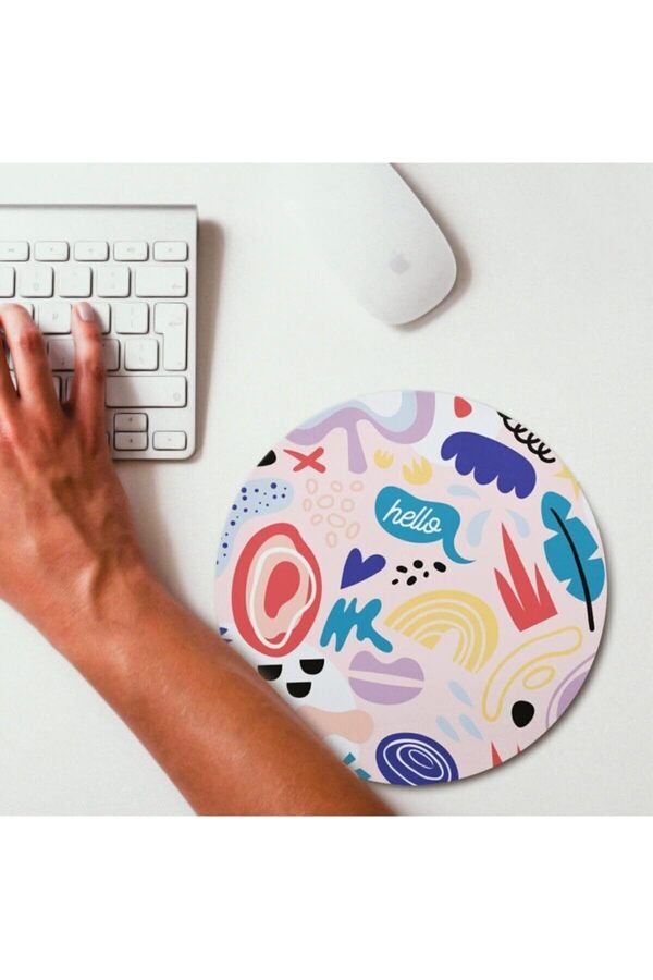 Modashi̇ne Mi̇ni̇mal Renkli̇ Tasarımlı Yuvarlak Mousepad - Mouse Pad - Fare Altlığı Modascope 1014773