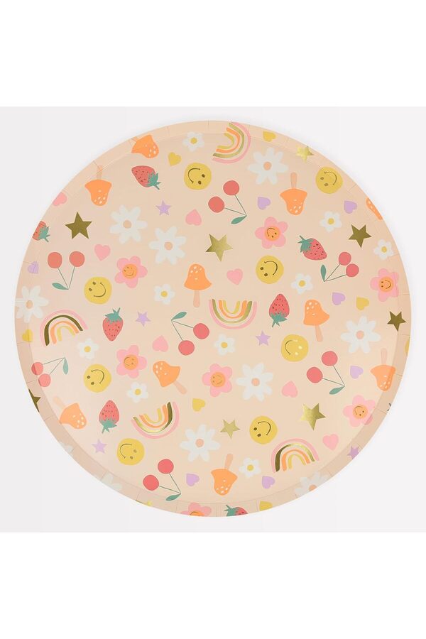 Modashi̇ne - Happy Face Di̇nner Plates - Mutlu Yüzler Tabaklar (X8) Modascope 1014773