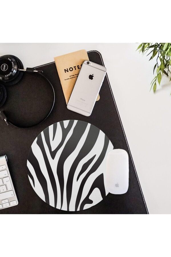 Modashi̇ne Şık Zebra Desenli̇ Yuvarlak Mouse Pad - Mousepad - Mouse Pad - Fare Altlığı Modascope 10147