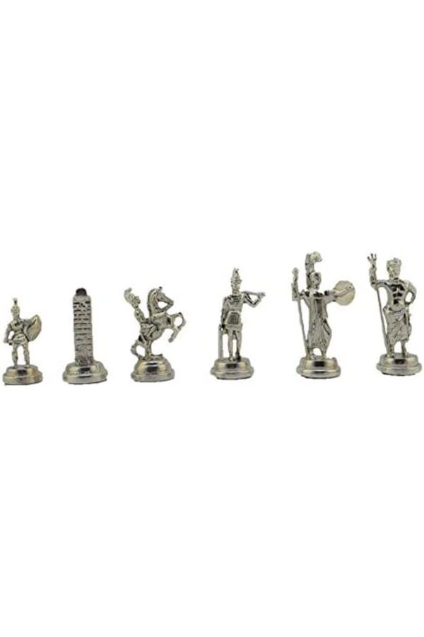 Eli̇zzashop Orta Boy Metal Yunan Satranç Takımı Parlak Ve Cevi̇z Desenli̇ Sandıklı Mdf Tahtası (36X36X6