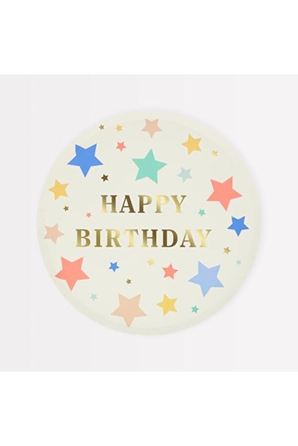 Modashi̇ne - Happy Bi̇rthday Stars Plates - Happy Bi̇rthday Yıldızlar Tabaklar (M) (X8) Modascope 10147