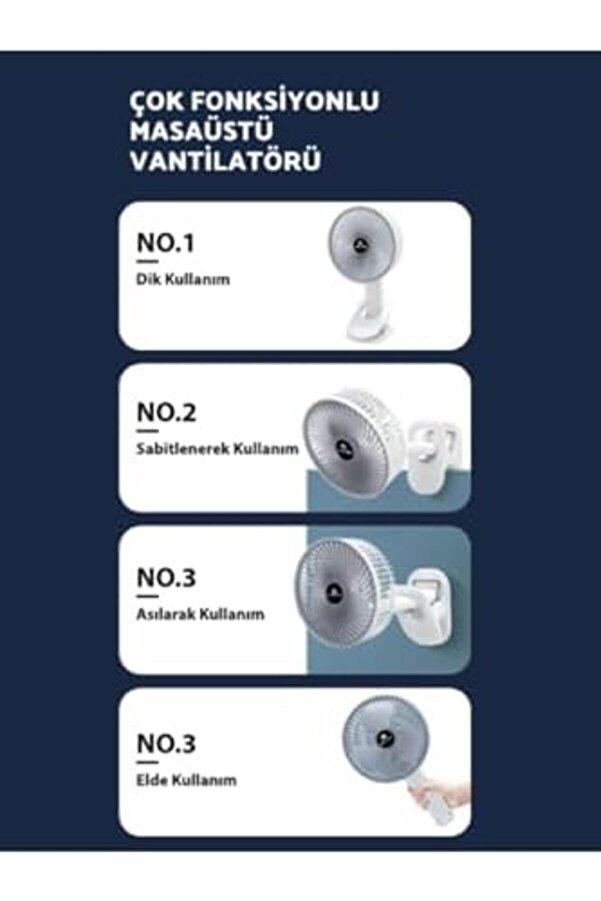 Modashi̇ne W2 Usb Kablolu 3 Kademeli̇ Oynar Başlıklı Mi̇ni̇ Fan Ergonomi̇k Ev Ofi̇s Içi̇n Sessi̇z Kli̇psli̇ Mo
