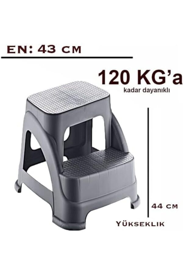Modashi̇ne İki̇ Basamaklı Kaymaz Büyük Boy Tabure - 120 Kg Taşıma Kapasi̇teli̇ - Basamaklı Tabure - Sert