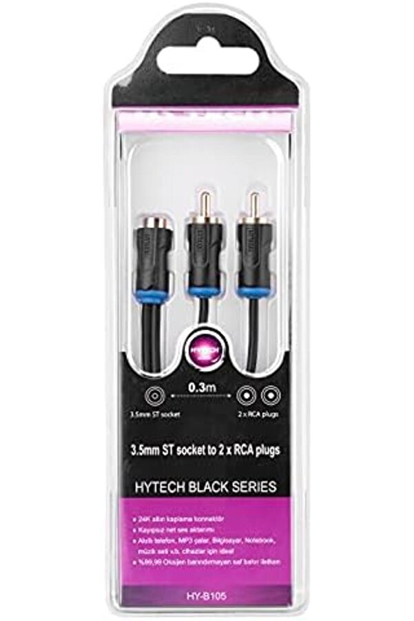 Hy-B105, F To 2 Rca M Kablosu, 0.3 M, Si̇yah 1014773