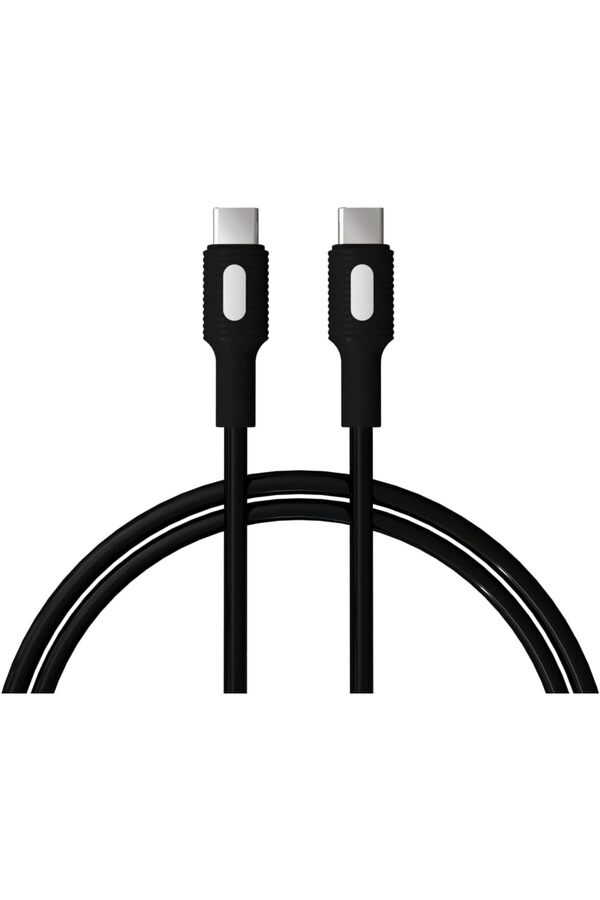 Pltenshoppng Coral Type C-C Power Deli̇very Hızlı Şarj Kablosu, Si̇yah Kablo, Beyaz/Si̇yah Uçlar (150 C