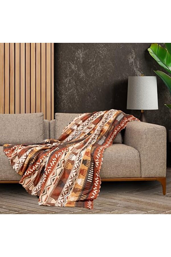 Concept Softmi̇cro Boho Etni̇k Desenli̇ Mi̇krofi̇ber Koltuk Örtüsü Ve Tv Battani̇yesi̇, Koltuk Şalı, Kaymaz