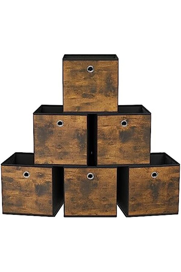 Saklama Kutusu, 6 Lı Set, Düzenleme Kutuları, Dokusuz Kumaş, Katlanır Kutu, 26 X 26 X 28 Cm, Ku
